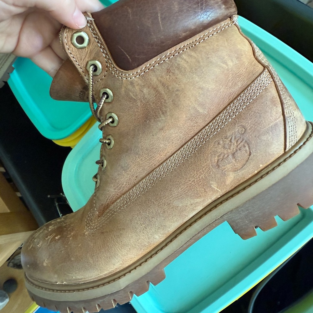 Timberland Brown Leather Boots Ankle-High Durable Design
